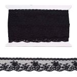 Кружево на сетке 39 мм, 6,8 м, ±4 см, 0623-1270, черный