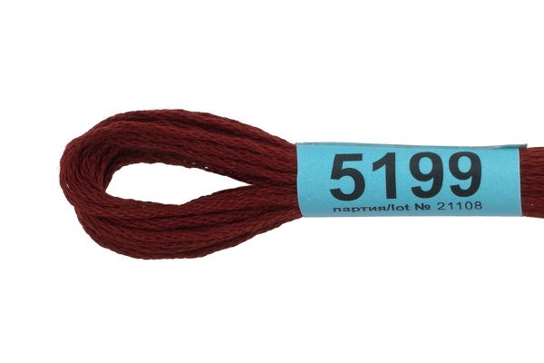 Мулине Gamma 100% хлопок, цв.5199 т.коричнево-красный, 24 мотка по 8 метров