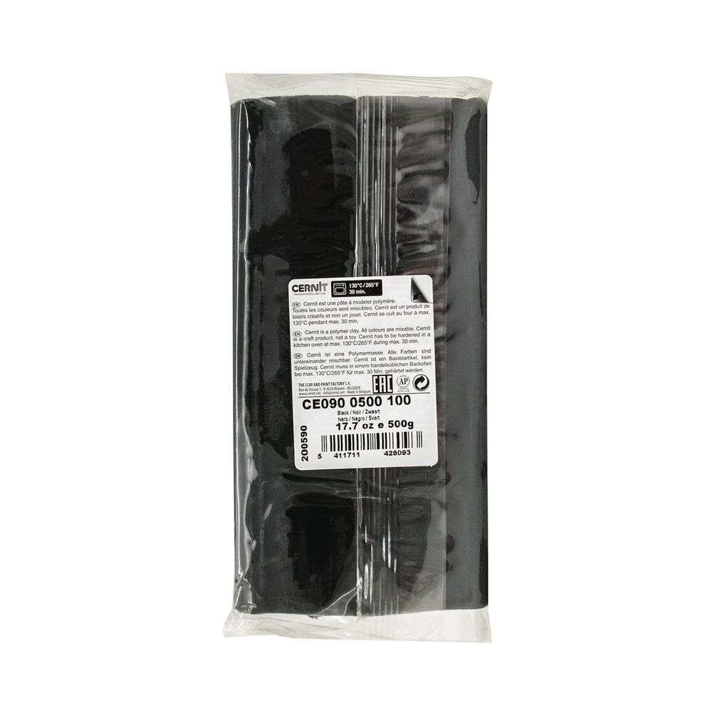 Полимерная глина Cernit №1 запекаемая, классическая 500гр, 100 черный