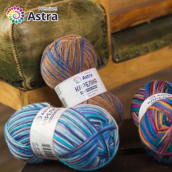 Пряжа Astra Premium (Астра Премиум) Карелия носочная (Karelia sock) / уп.2 мот. по 100 г, 400 м, 1006