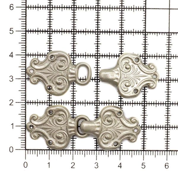 Крючки пришивные декоративные 50х19 мм, металл, серебро, 10 шт, BIG