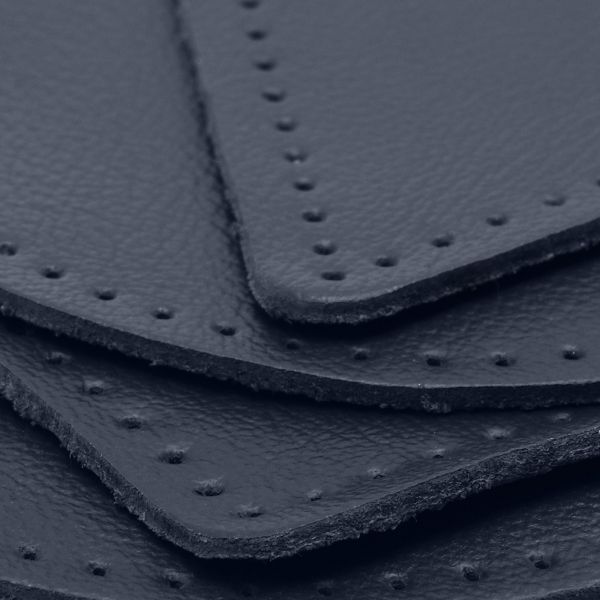 Набор заплаток пришивных из кожи, круг, квадрат, треугольник, овал 8см, с перфорацией, 4 шт (05 темно-синий), 9743