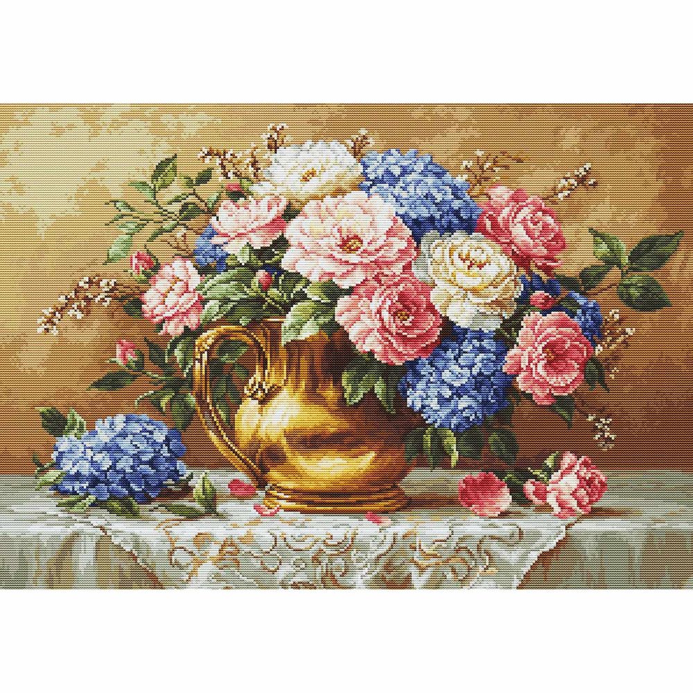 Набор для вышивания нитками Luca-S, Золотое цветение 48х33см