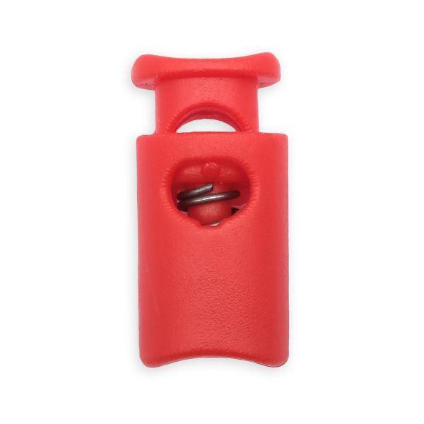 Фиксатор (зажим) для шнура пластик 1 отв., ⌀4.5 мм, 19х9 мм, цилиндр, ПП, ярко-красный, 100 шт