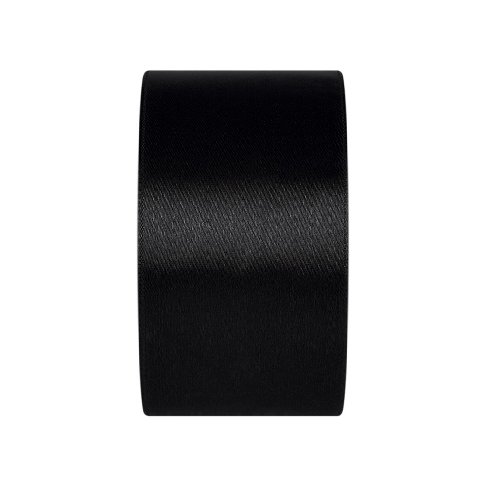 Лента атласная 1-сторонняя 50.0 мм / 33±2 метра, №113 черный, в термоплёнке, Gamma