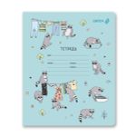 Тетрадь ученическая школьная, выборочный лак, A5 12 л. на скобе 65 г/м², белизна 100% 25 шт клетка, 01406 Деловой енот, Светоч Т87