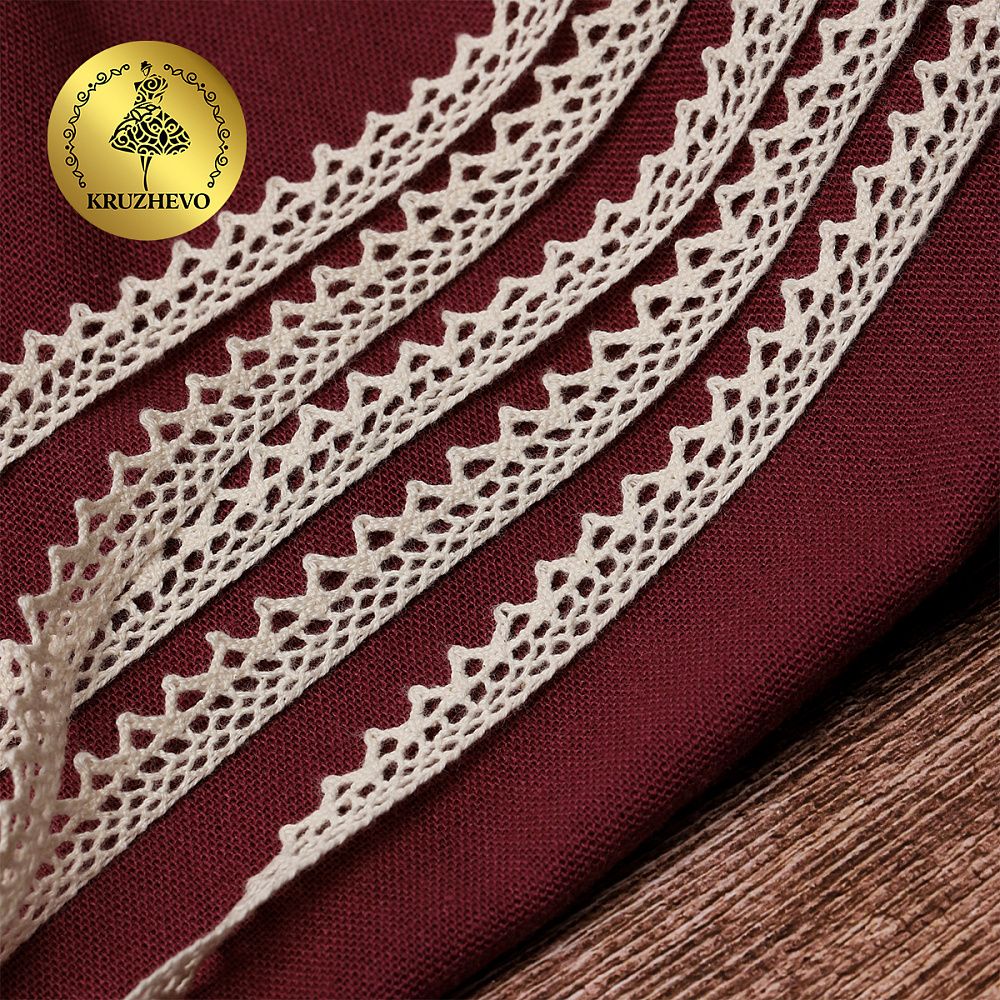 Кружево вязаное (тесьма) 10 мм, цв.01 натуральный, уп. 50 м, Kruzhevo