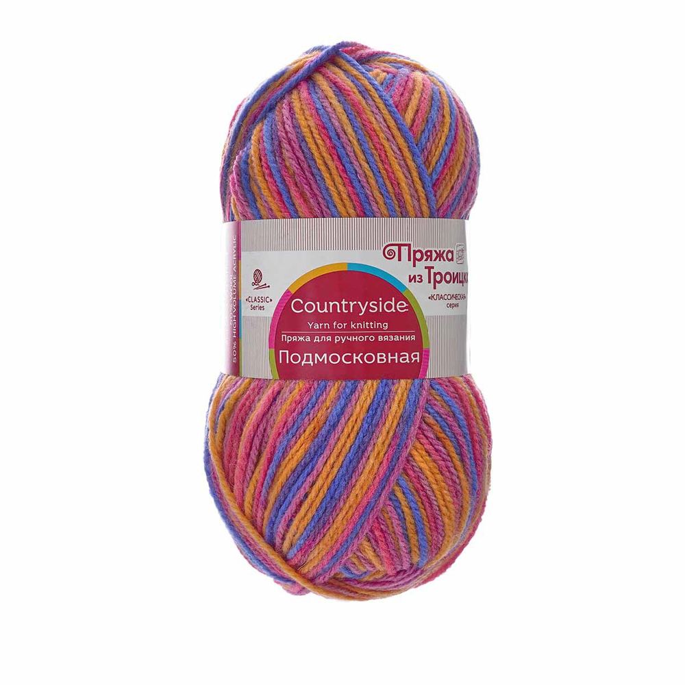 Пряжа Троицкая Подмосковная принт секционный / уп.10 мот. по 100 г, 250 м, 2607 секционный