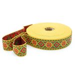 Лента (тесьма) жаккардовая 32.0 мм / 25±1 метров, рис. 9472 желтый/красный/зеленый, С1853Г17