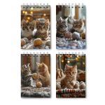 Блокнот на гребне A7 (70х100 мм) 40 л. 12 шт, клетка, Пушистые лапки 01197, Светоч Б114