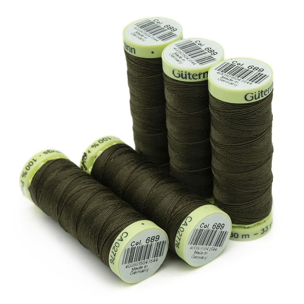 Нитки отделочные Gutermann Top Stitch, 30м, 689 т.хаки, 5 катушек