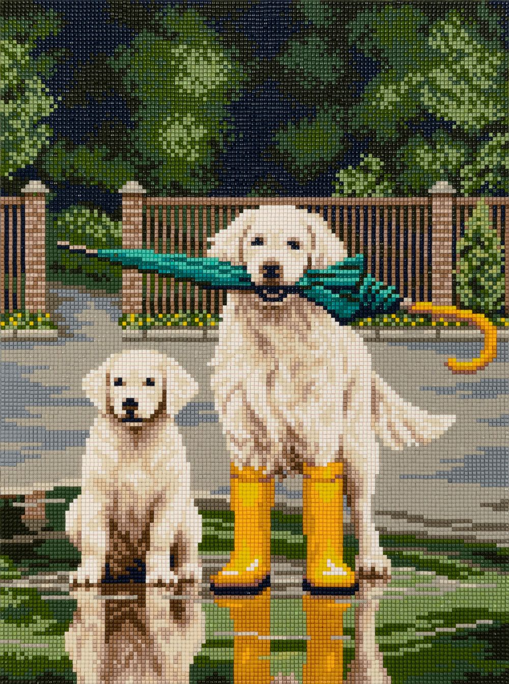 Кристальная (алмазная) мозаика Фрея ALPD-267, на подрамнике, Прогулка после дождя, 30х40 см