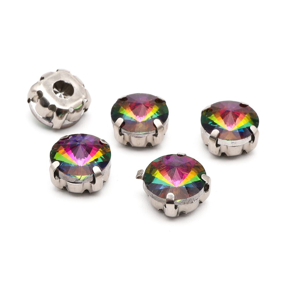 Хрустальные стразы в цапах круглой формы, радужный 10 мм, 5 шт. Astra&Craft, РЦ004НН10