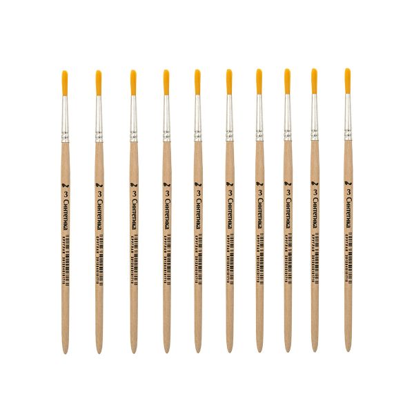 Кисть синтетика школьная круглая №3, 10 шт