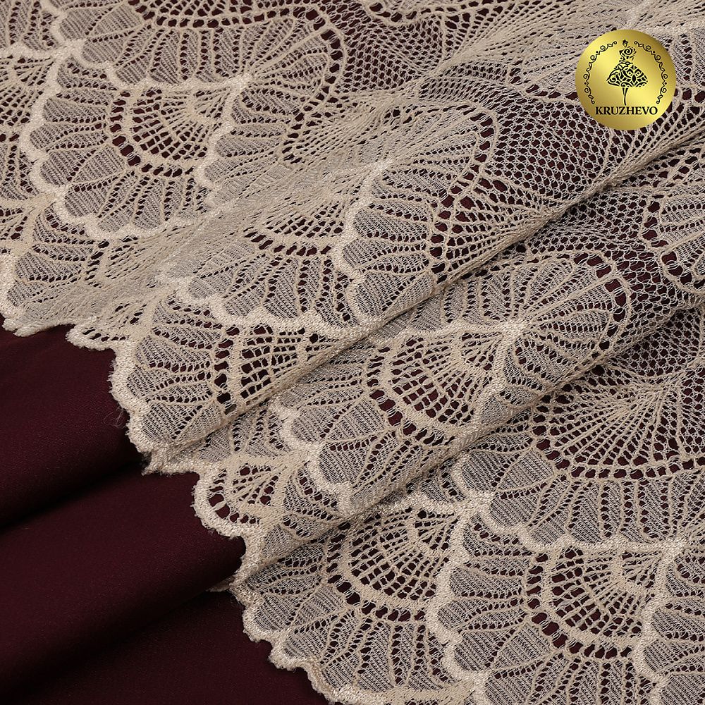 Кружево бельевое эластичное 195 мм / 3 м, 8034 цв.L168 серебристый пион, Kruzhevo