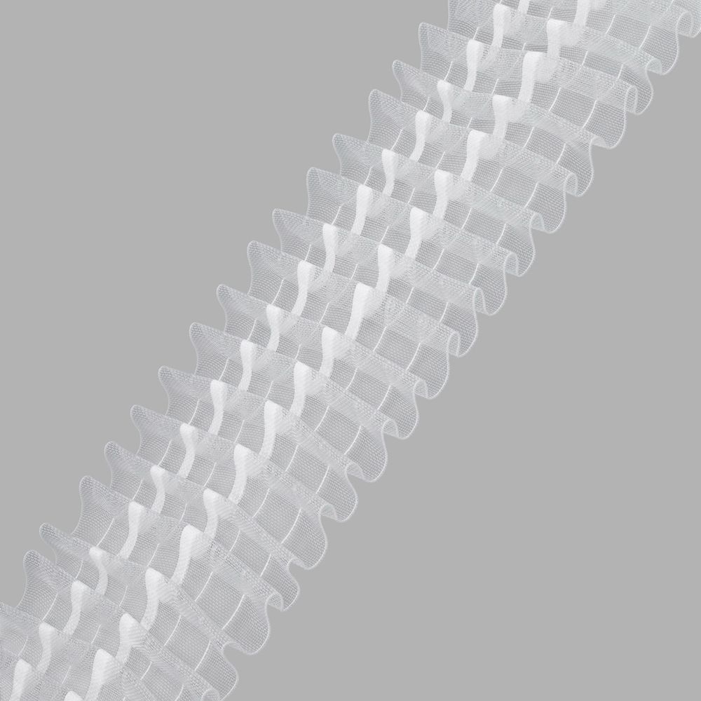 Лента (тесьма) шторная: сборка параллельная (1:2) 100 мм / 50 метров, (2 ряда петель, 4 шнура), прозрачный, 1090