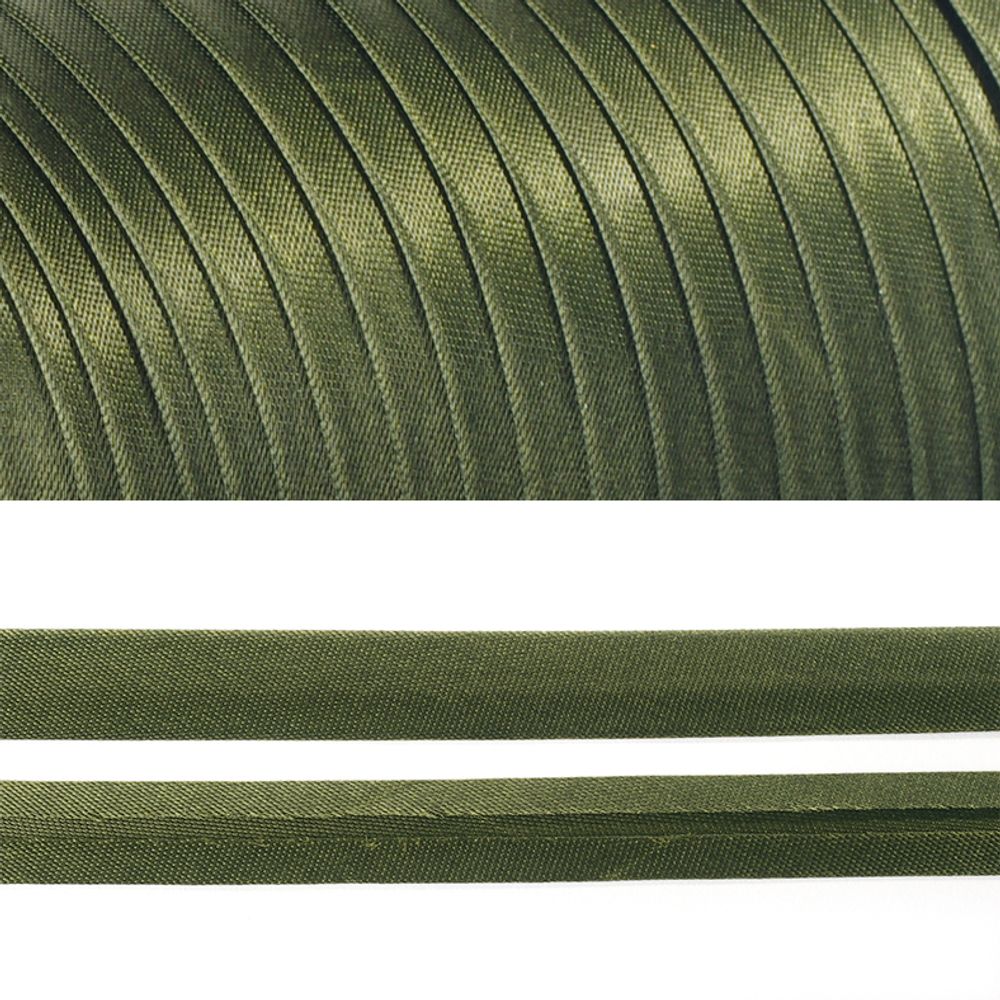 Косая бейка атласная 15 мм / 132±1 метра, BS, 597636, цв.F327 (316) хаки