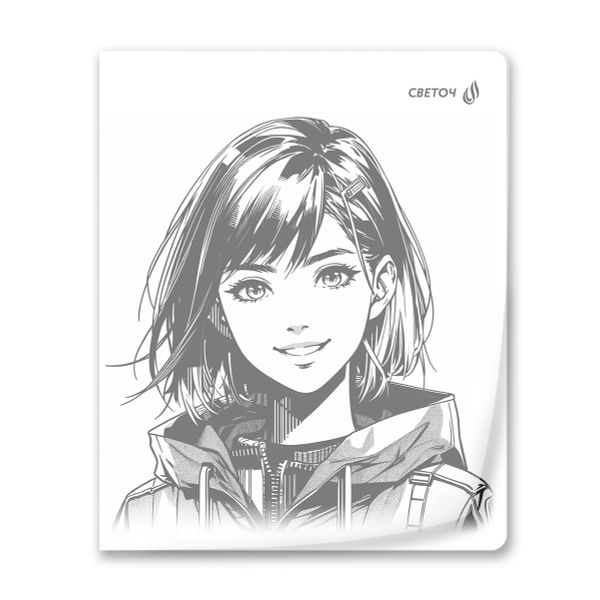 Тетрадь общая с пластик.обложкой 180 мкм, ч/б запечат. титульн.лист, A5 48 л. на скобе 65 г/м², белизна 100% 10 шт клетка, 01495 МИКС - Чёрно-белый мир, Светоч Т196