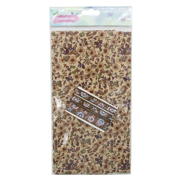 Ткань для рукоделия в наборе х/б с лентой 48х50см+1м+1м (25723/25320 коричневый) 29490