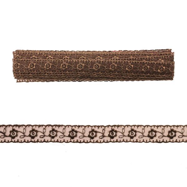 Кружево капроновое 22 мм / 13.71м 0574-1003, цв.A754 коричневый