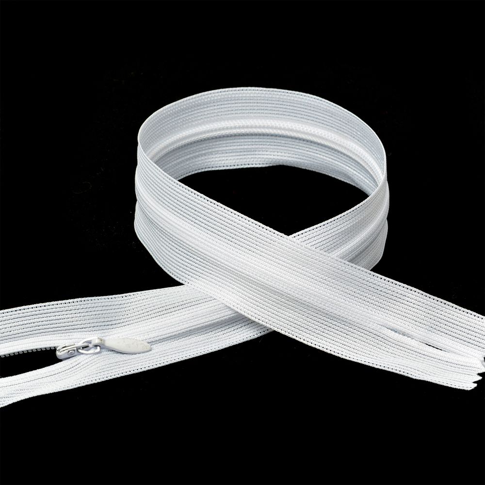 Молния потайная (скрытая) Т3 (3 мм) 1 зам., н/раз., 55 см, цв.F101 белый, 10 шт, Mzip