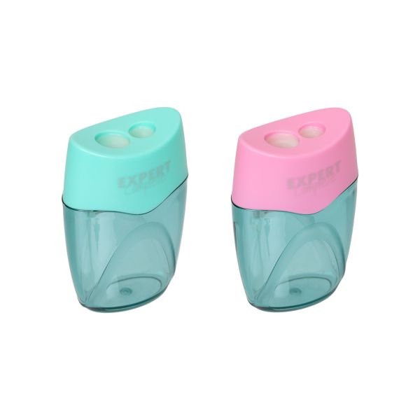 Точилка пластиковая с контейнером, 2 отверстия 12 шт, в ассортименте, Expert Complete ECSH-07