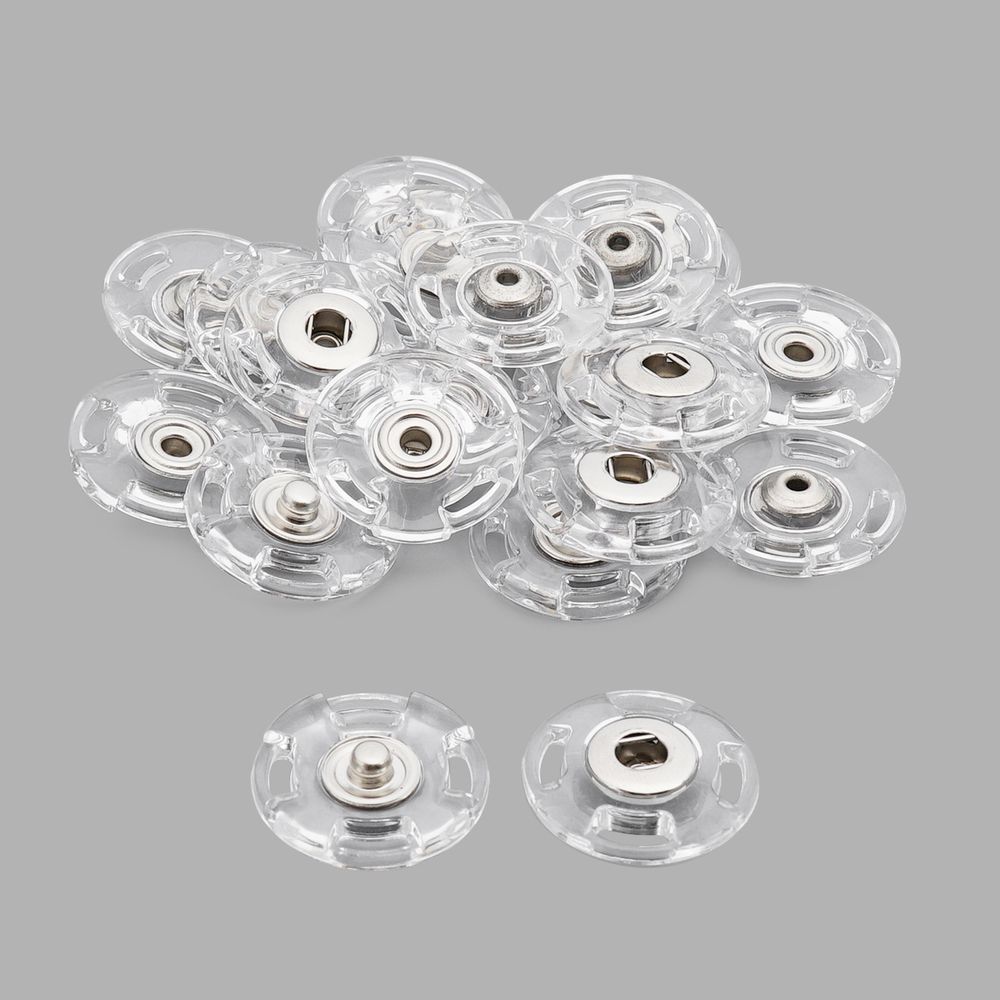 Кнопка пришивная ⌀25 мм, пластик, clear, 10 шт