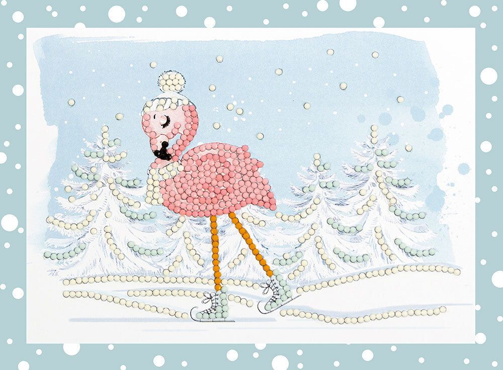 Алмазная (кристальная) мозаика Фрея, Фламинго на коньках, 19,5х14 см