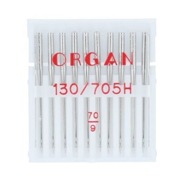 Иглы для швейных машин базовые универсальные 130/705 H, №70, 10 игл, в пенале 5110070 70, ORGAN