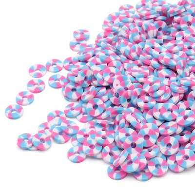 Бусины полимерная глина ⌀6 мм, плоские, 20г, Astra&Craft (B36 малиновый, белый, голубой пестрый микс)