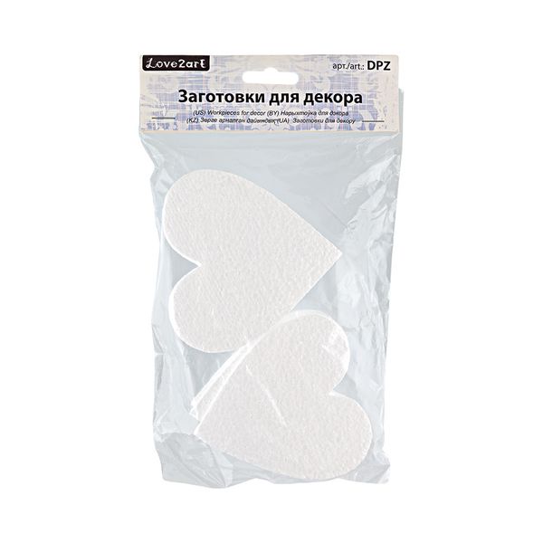 Заготовка из пенопласта Сердечки, 10х1х10 см, 6 шт, Love2art DPZ-S