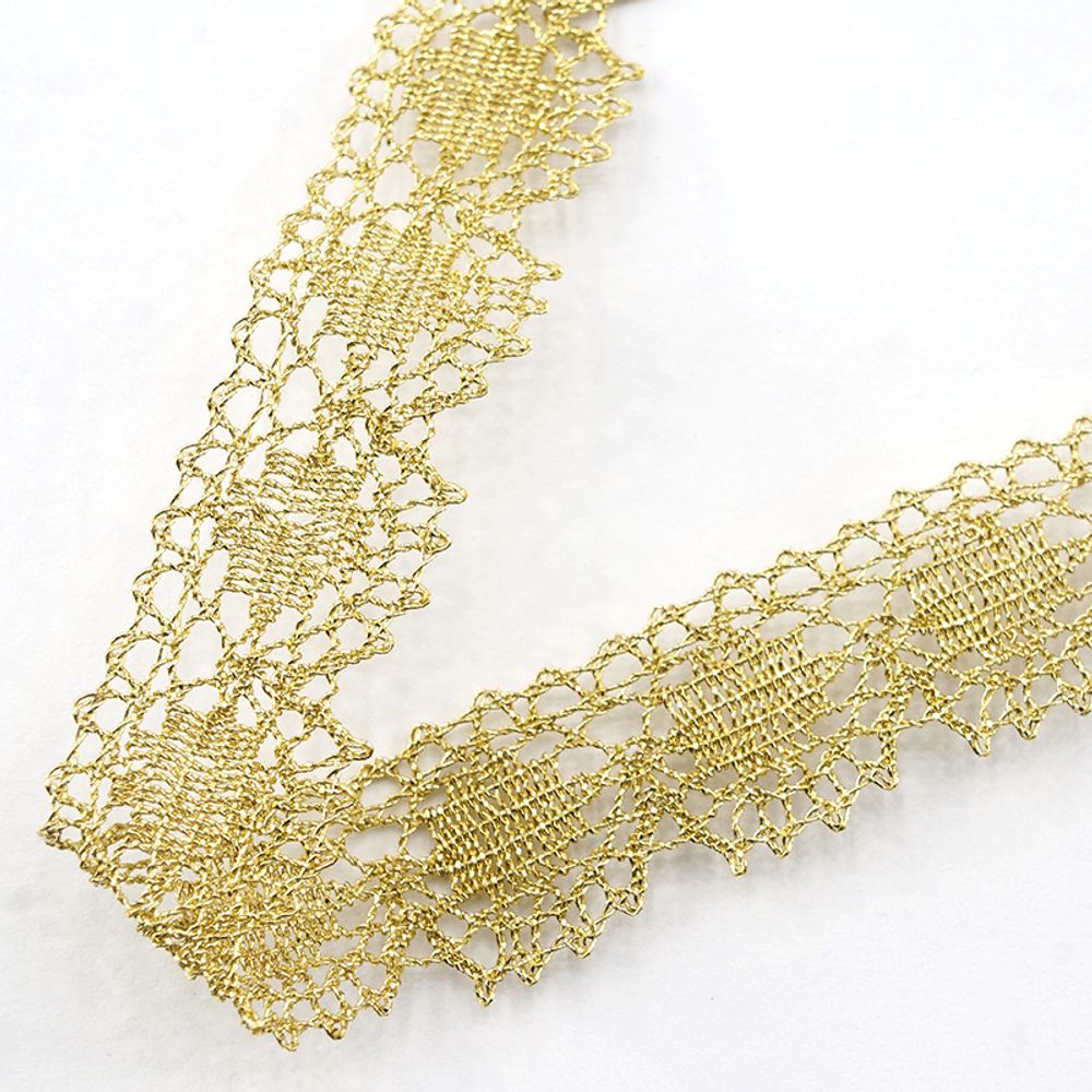 Кружево вязаное (тесьма) 20 мм, золотой, 30 метров, IEMESA