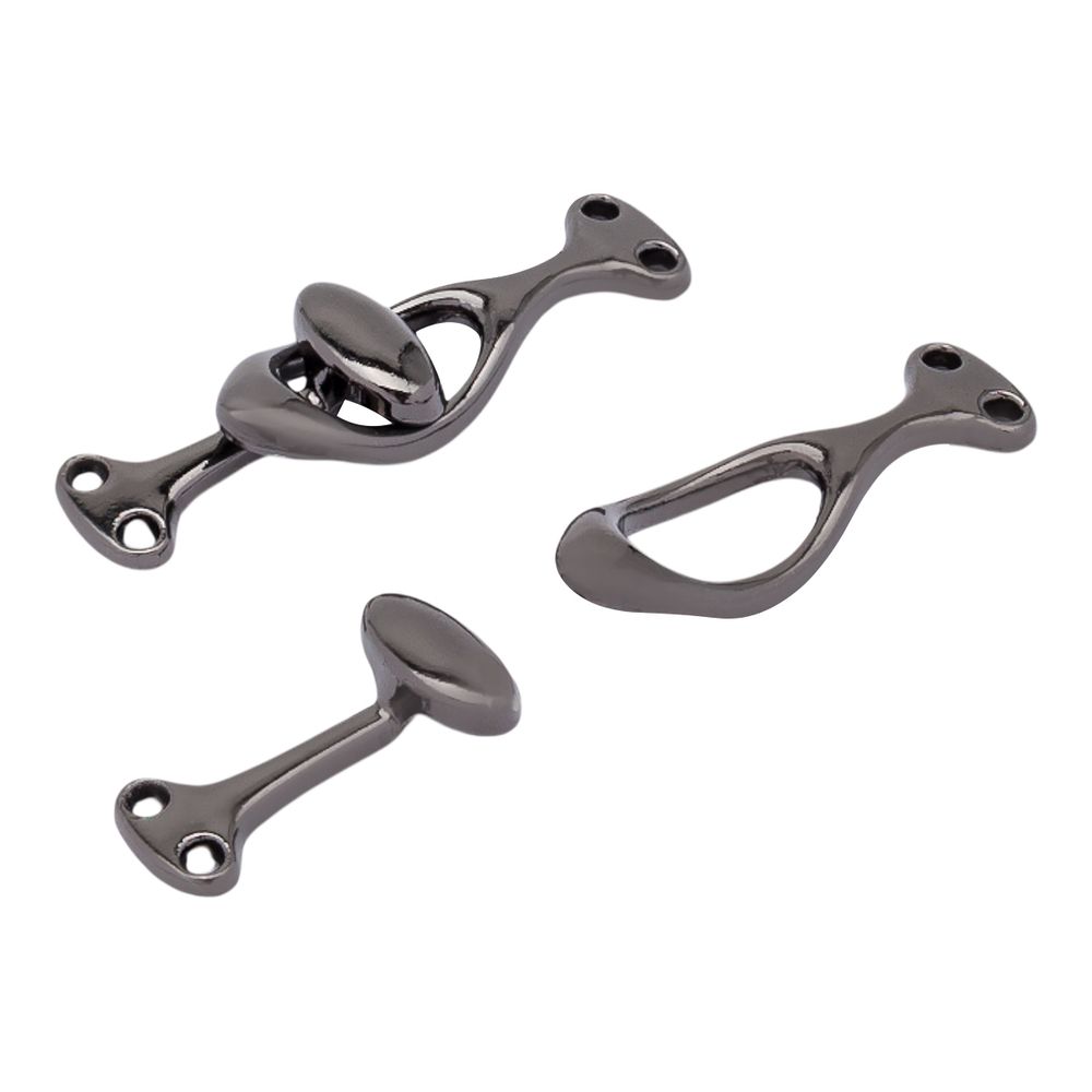 Крючки пришивные декоративные 36х10 мм, олово (чер.никель)), 6 шт