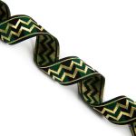 Лента (тесьма) жаккардовая 25.0 мм / 10±0.5 метров, зеленый/бежевый, Gamma TRJ-114Y