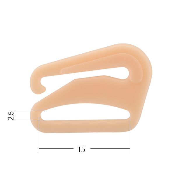 Крючки для бюстгальтера пластик 15.0 мм, 126 бежевый, Arta, 50 шт