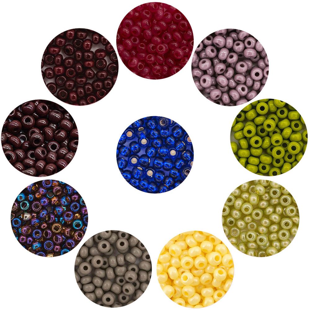 Набор бисера Preciosa 03, 10 цветов по 5 гр, № 10/0 (2.3 мм), диаметр 2,3 мм, 50 гр