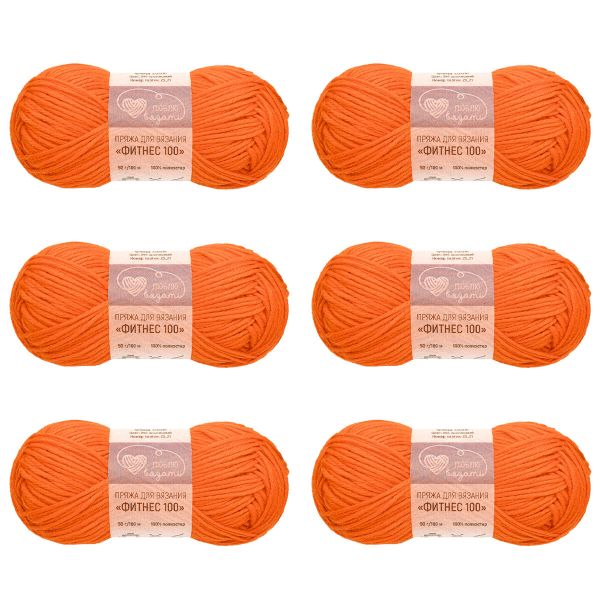 Пряжа Люблю вязать Фитнес 100 / уп.6 мот. по 50 г, 100 м, 244 оранжевый