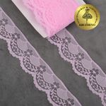 Кружево отделочное в стиле "трикотаж" 40 мм, диз. 278, цв.07 розовый, уп. 27,4 м