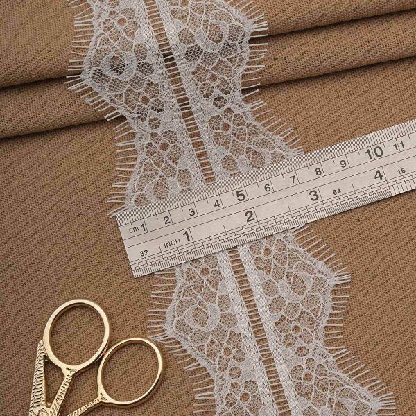 Кружево шантильи (реснички) на сетке 82 мм / 30 метров, белый, 3AR1278