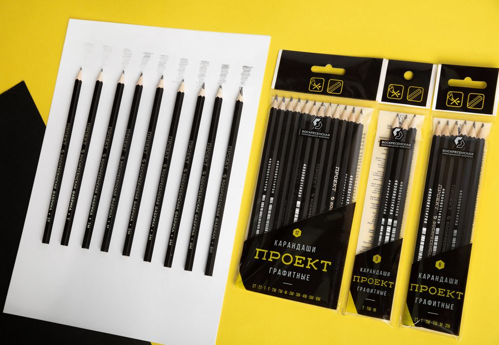 Карандаш чернографитный (набор) Проект ОПП ассорти 10х3 шт, М(B), ТМ(HB), Т(H), ВКФ 3P-4010