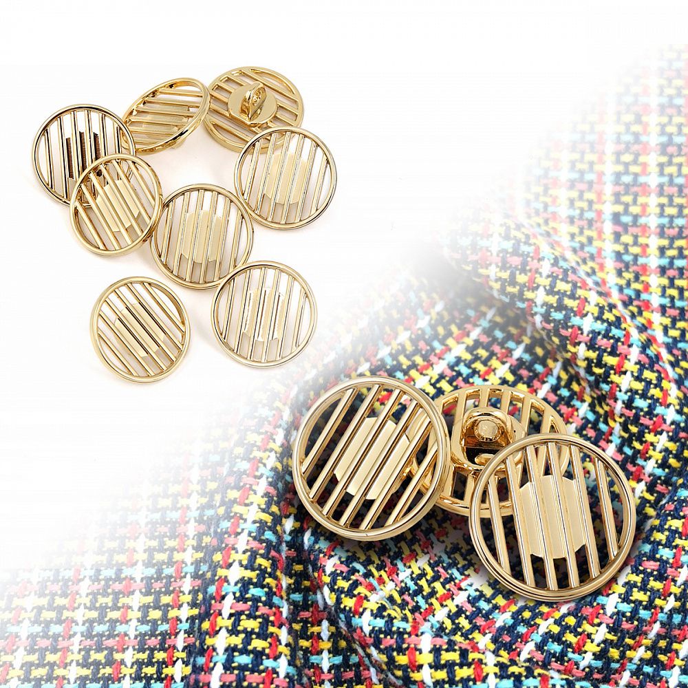 Пуговицы на ножке металлические 24L=15мм, С-MP37 цв.золото, 10 шт