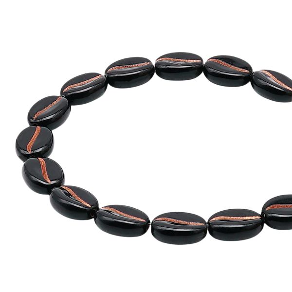 Бусины пластик 10х5 мм, 50 г, кофейное зерно, 2 черное+медь, Astra&Craft, 7541