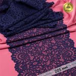 Кружево эластичное (стрейч) YSTL00839 205мм цв.061 т.синий рул.120м, Kruzhevo