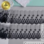 Кружево на сетке с матовой нитью 80 мм, диз. 195, цв.03 т.синий, уп. 9 м, Kruzhevo