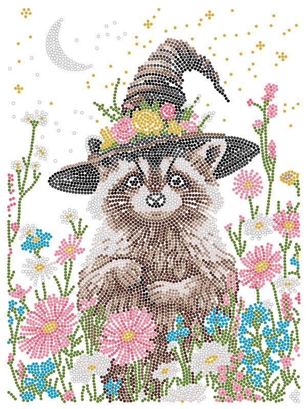 Кристальная (алмазная) мозаика Фрея ALPD-316, на подрамнике, Енот в цветах, 30х40 см