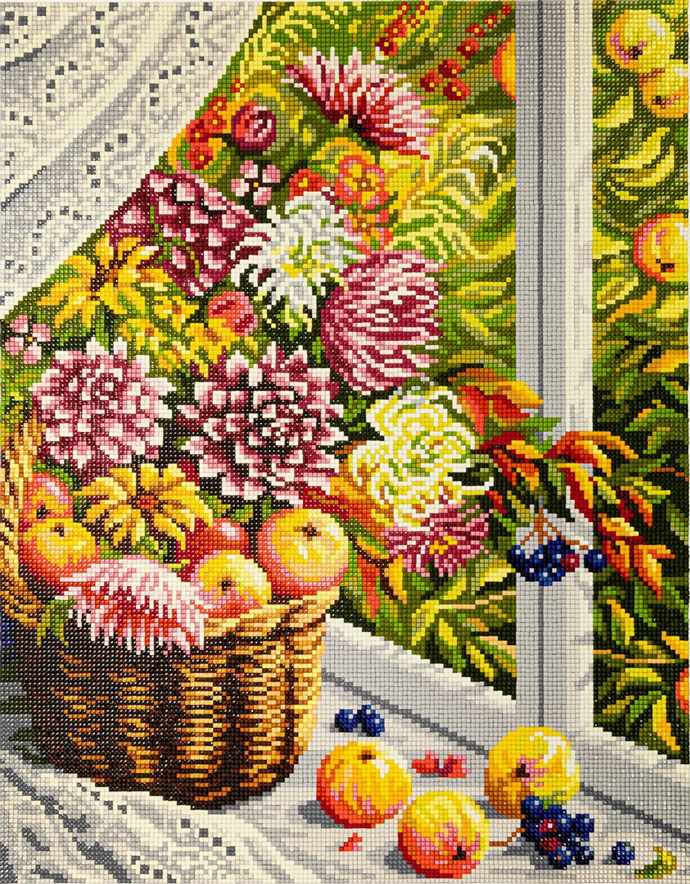 Алмазная (кристальная) мозаика Фрея, Астры и яблоки, 35х45 см