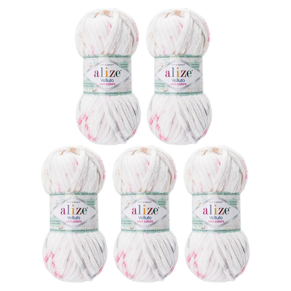 Пряжа Alize (Ализе) Mini Colors серия Бархат (Velluto) / уп.5 мот. по 100 г, 68м, 8110 принт