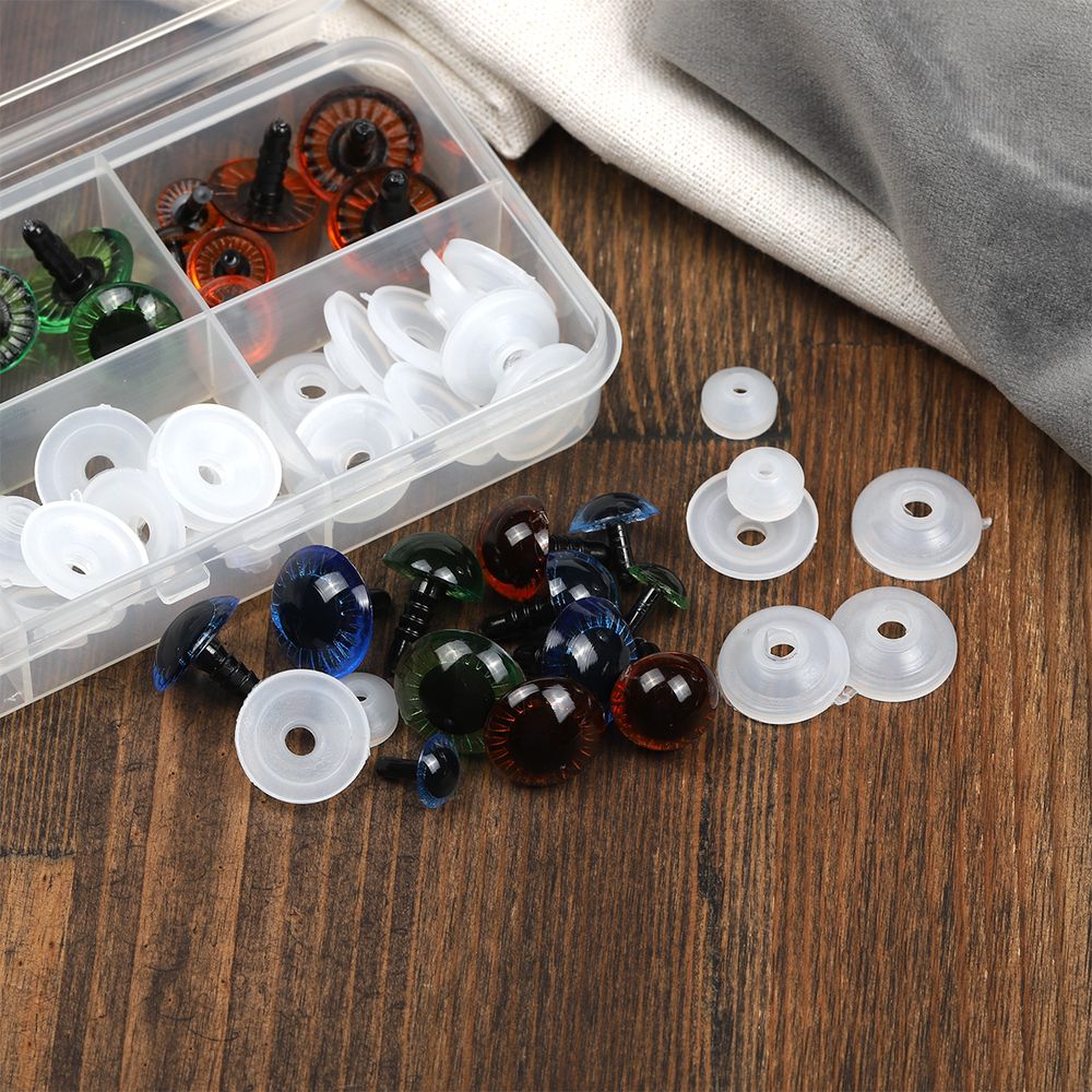 Набор глаз в органайзере винтовые пластик с лучиками цв.ассорти d11-20мм 30 шт с фикс №1