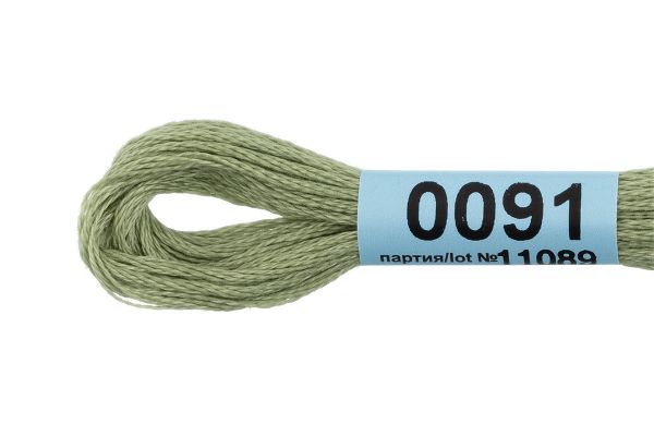 Мулине Gamma 100% хлопок, цв.0091 св-сер-зеленый, 24 мотка по 8 метров