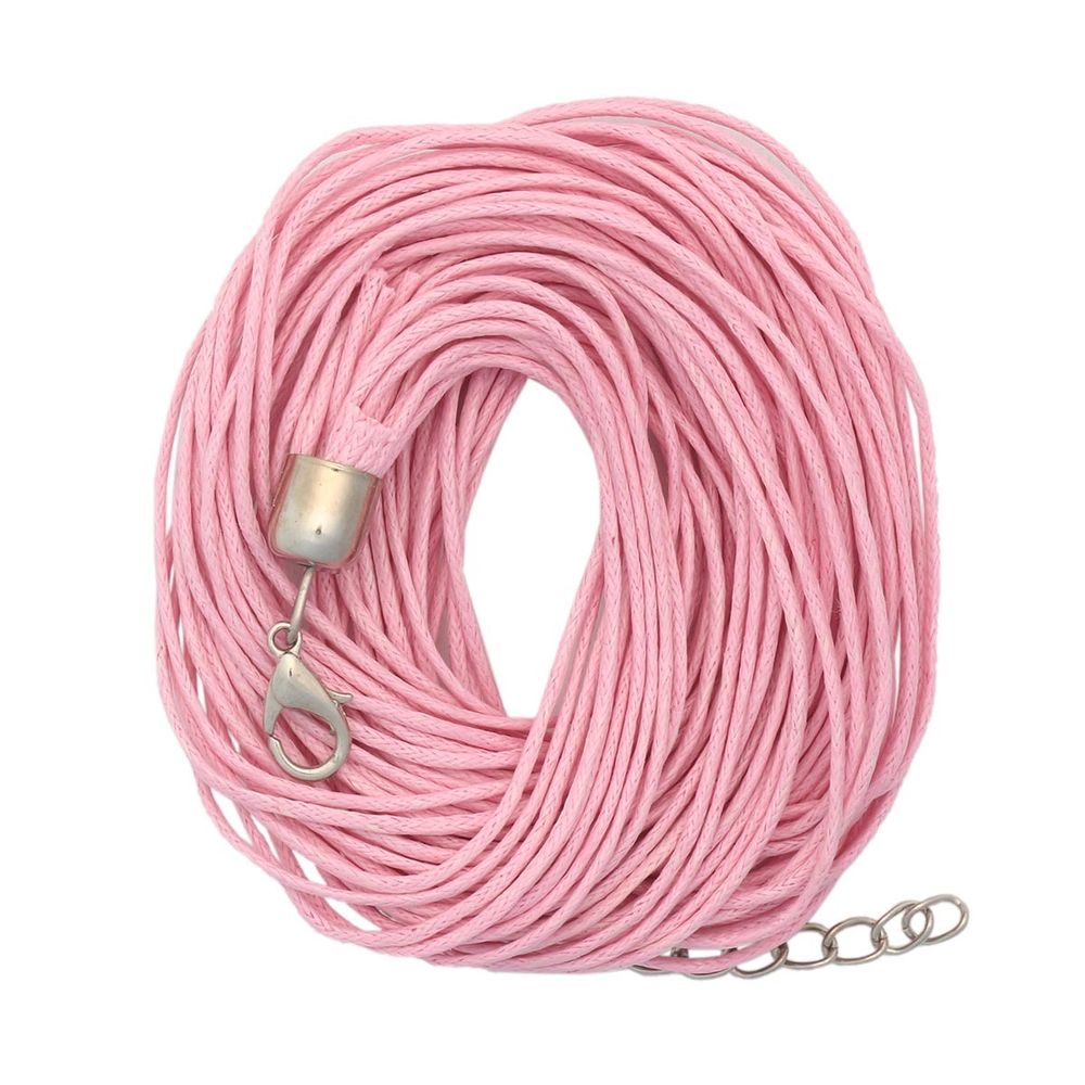 Шнурок для бижутерии вощеный, 38 см, d 1 мм/24 нити, Астра, бл/розовый, 5 упак